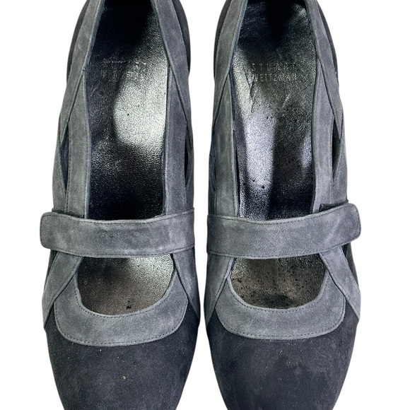 Stuart Weitzman Gray Black Mingle Suede Cutout Pumps Womens Size 9.5 heels 4.5" - Picture 3 of 11